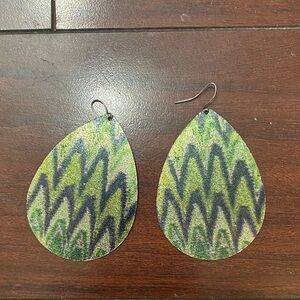 Green and Blue Teardrop Peacock Dangling Earrings